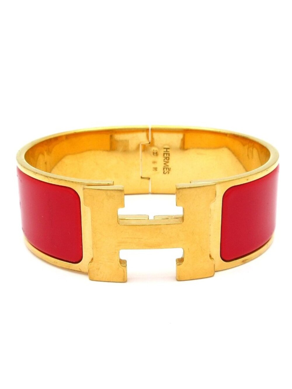 Hermes Bangle Clic Clac Gold Red Bracelet